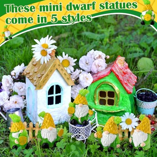 Wesiti 40 Pcs Christmas Pineapple Gnomes Mini Resin Figurine Miniature Resin Statues Tiny Gnomes Figurine for Table Decor Indoor Outdoor Home Garden Plant Pot