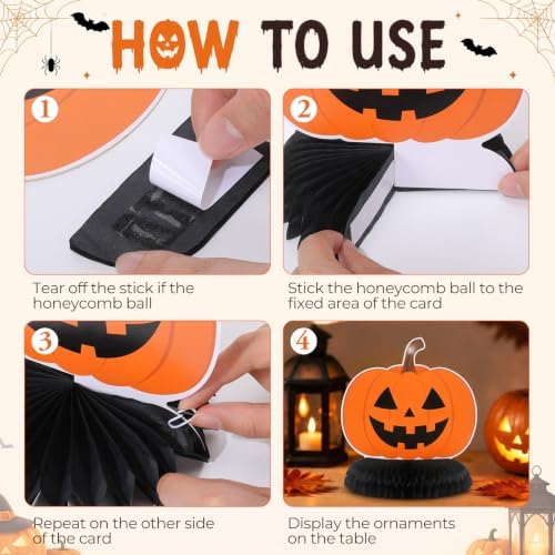 Funnymoom 10 Pcs Halloween Honeycomb Centerpieces Pumpkin Table Party Decor