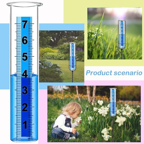 Rain Gauge Replacement Tube, Accurate Rain Gauges Outdoors Best Rated, 7" Capacity Rain Gauge Tube Replacement for Yard & Garden, Water Gauge for Rain (Large Scale Tube)