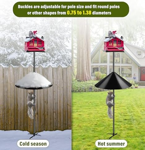 Squirrel Baffle,19-Inch Squirrel Baffle for Bird Feeder Pole,Squirrel-Proofs for Outdoor Shepherd's Hooks，Outside Pole Mount Squirrels Guard(Black 4 Pack