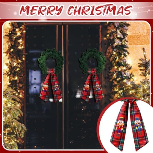 Wreath Sash for Front Door Christmas Embroidery Monogram