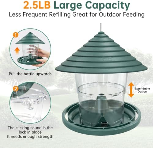 HABAU Bird Feeders for Outdoor Plastic Hanging Bird Seed Feeding