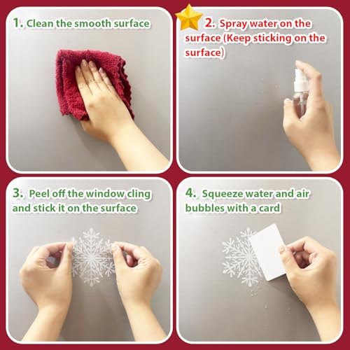 NEWMIAO Christmas Window Cling Stickers for Holiday Decorations, 9 Sheets Christmas Window Clings Snowflake Santa Claus Reindeer Snowman Xmas Decals for Glass Home Decor Party Supplies