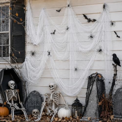 5 Pcs White Halloween Gauze Creepy Cloth Fabric Tapestry Decor Decorations
