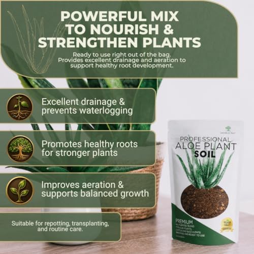 Professional Aloe Plant Soil Mix Large 2.2 Quarts Ready to Use, Premium Potting Soil for Aloe Vera Cactus Succulent Plants, Fast Draining Blend Pinebark Peat Course Sand Indoor Made in USA