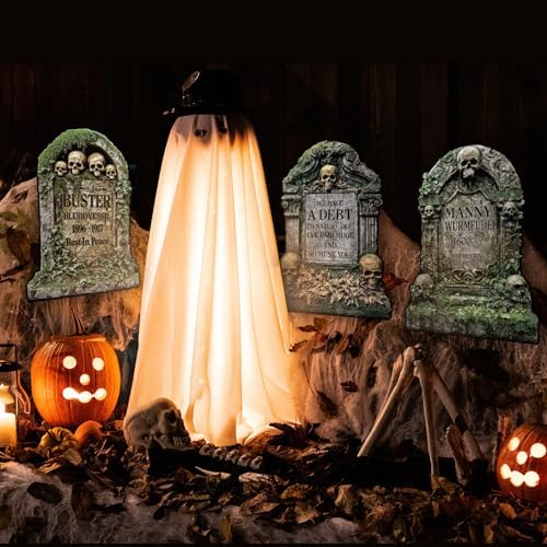 Eaasty 16 Pcs Halloween Tombstone Cutouts Double-Sided Paper Decorations