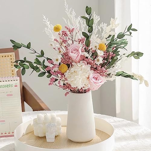 Dried Flower Bouquet, 17'' Dry White Caspia Flowers Bundle for Vase Decor