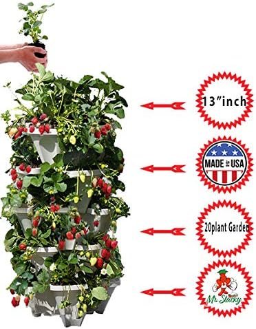 Large 64 Quart - Stackable Planter 5-Pack - Stone Color - Grow More in Less Space - DIY Vertical Gardening System - for