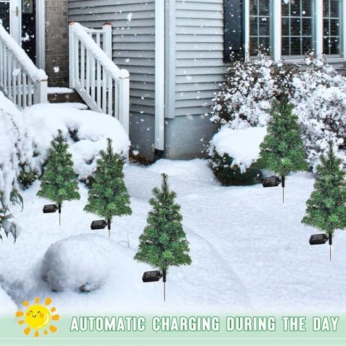 8PCS Solar Christmas Tree Garden Stake Lights Waterproof Christmas Decorations Tree Lights Outdoor Xmas Tree Light Christmas décor Pathway Lights Patio Yard（8PCS）