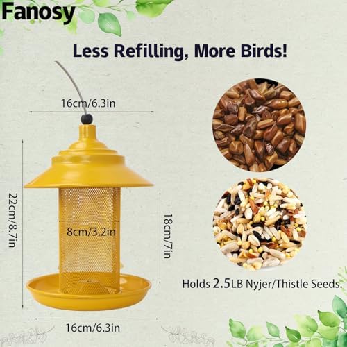 All-Metal Finch Feeder, Squirrel Resistant Nyjer Seed Bird Feeder Yellow
