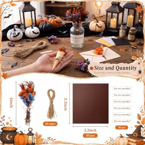 30 Set Mini Dried Flower Bouquet for Craft with Stem, Halloween