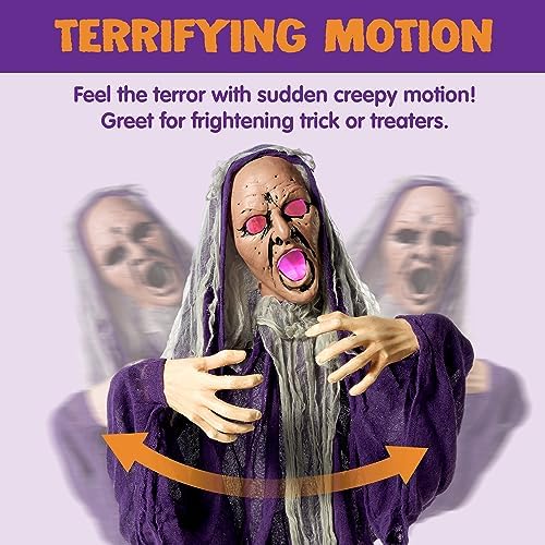 JOYIN Halloween Decorations Outdoor Animatronics Groundbreaker Zombie, Animated Halloween Outside Zombies Decor, Light-up Talking Groundbreaker with Shaking Body, Haunted House Lawn Graveyard Decor