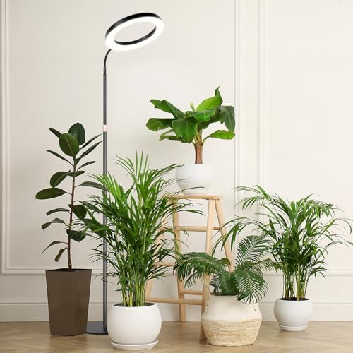 LBW 10.2" Halo Grow Light with Stand, 68" Tall Full Spectrum Growing Lamp