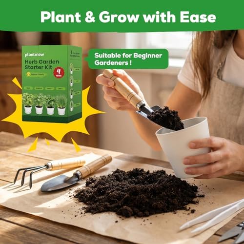 Indoor Herb Garden Starter Kit - Mothers Day Gifts - 4 Non GMO, Heirloom Culinary Herb Seeds, Unique Gardening Gift for Women, Mom, Her, Birthday, Housewarming, Plant Lovers