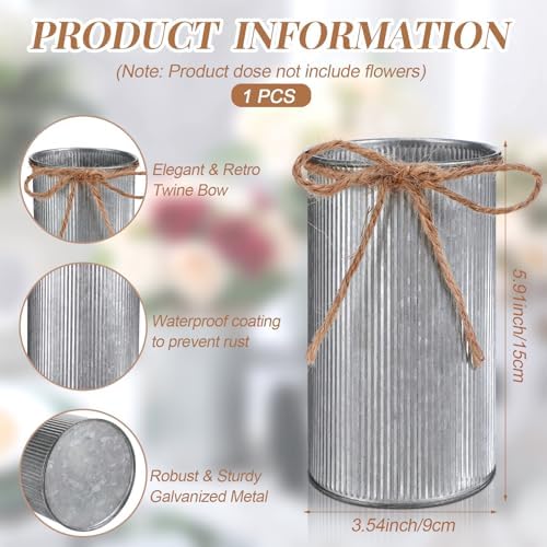 5.91 Inch Rustic Vase Wedding Table Centerpieces,Iron Color,1 Pcs