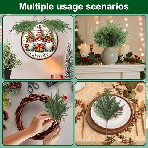 Cllayees 24" Artificial Norfolk Pine Stems, 12 Pack Christmas Decorations