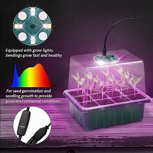 Idealife Seed Starter Tray,Plant Propagation Station with Grow Light,2 Pcs