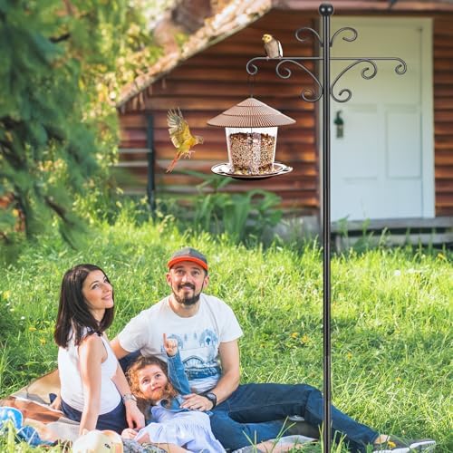 2 Pack 92 Inch Shepherd Hooks, Heavy Duty Bird Feeder Pole 7 Prong Base