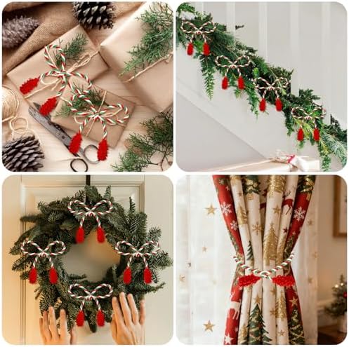 Celltestria 12pcs 20 Inches Christmas Garland Ties (Red Green White)