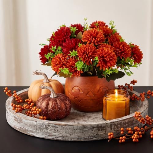 SiliFine Halloween Pumpkin Bucket Artificial Flowers Jack-o-Lantern Vase