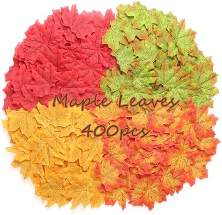 SITUMEIZI 400Pcs Fake Fall Leaves, Maple Leaf for Thanksgiving Decor