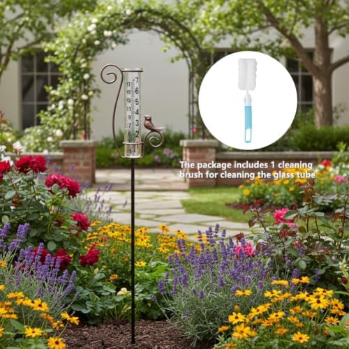 Rain Gauge Outdoor with Glass Tube for Measuring Precipitation