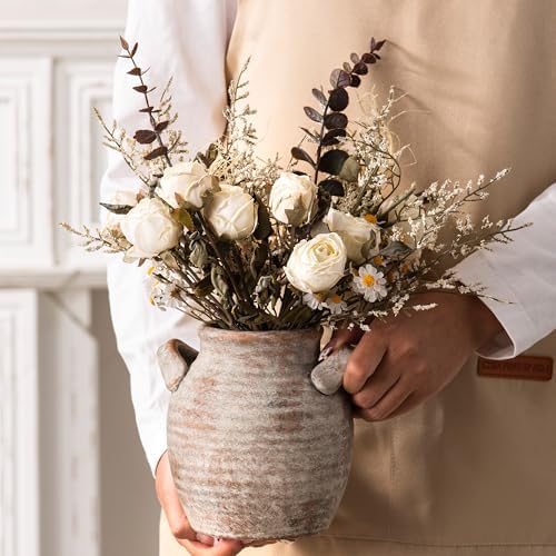 Vanselia Ceramic Flower Vase Home Decor Living Room Table Vases (6" Rustic)