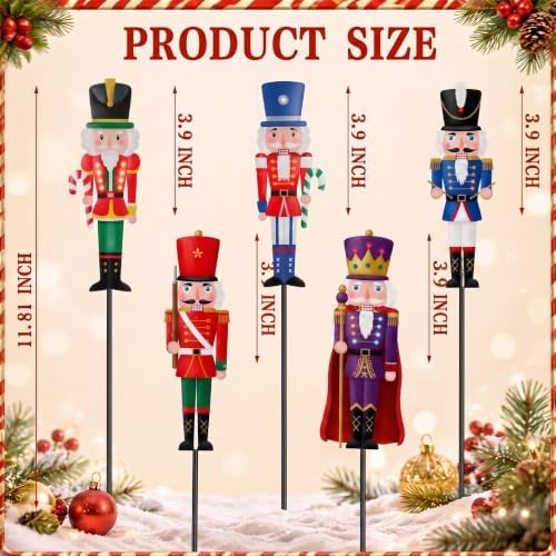 Roowest 5 Pack 12'' H Metal Christmas Yard Stakes Outdoor Decorations