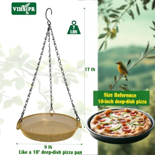 Hanging Platform Bird Feeder, 9 in, Matte Gold
