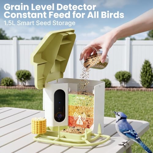Smart Bird Feeder with 2K HD Camera -Solar Powered,AI Identify Bird Species