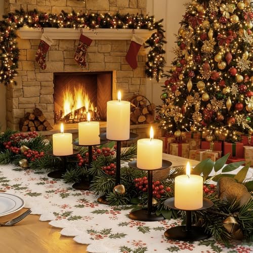Homemory Fall Halloween Table Decor, Black Metal Candle Holders Set of 5