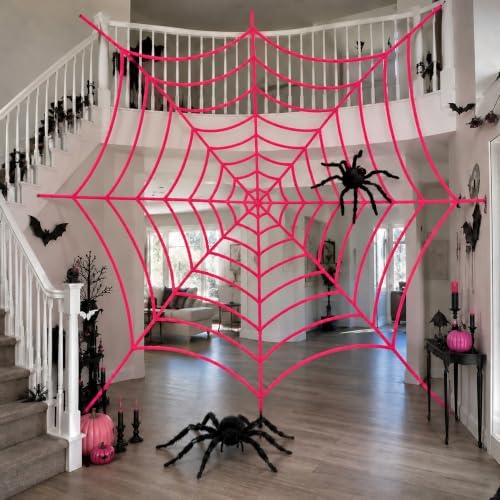 11.81 Ft Halloween Pink Spider Web Decoration, Cute Cobweb Wall Decor