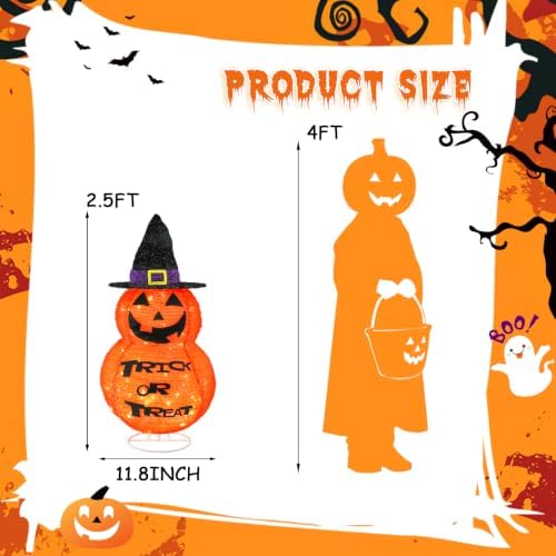 MUMTOP 2.5FT Lighted Halloween Jack-O-Lantern Porch Decoration
