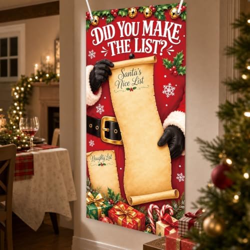 Christmas Gift List Door Cover 71x35 Inch Decorations