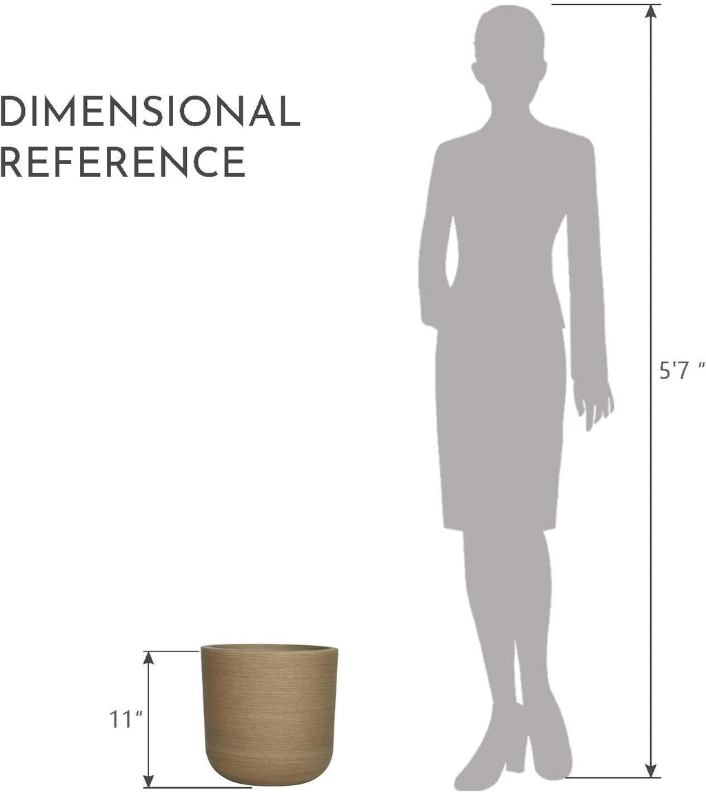 11" H Plant Pot, Resin Wood Texture with Drain Hole + Removable Stopper | UV-Resistant, Weatherproof, for Indoor