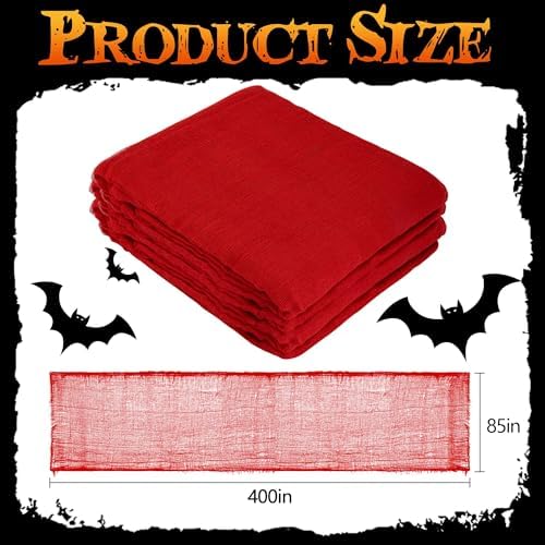 400"x85" Large Halloween Creepy Cloth, Spooky Gauze Party Decoration, Red