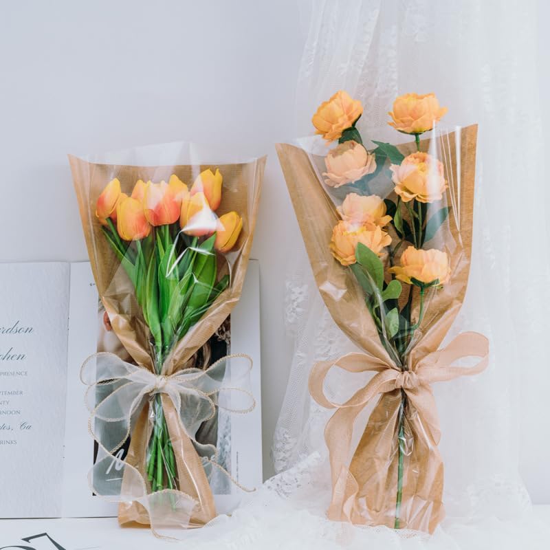 Majreey Floral Wrapping Paper Kit, 80Sheet Waterproof Floral Paper, 3Rolls Ribbon for Flower Bouquet, 2Rolls Transparent Tape,100Pcs Flower Pins, 48Pcs 3D Butterflies, 9Pcs Crowns (Flower-5)