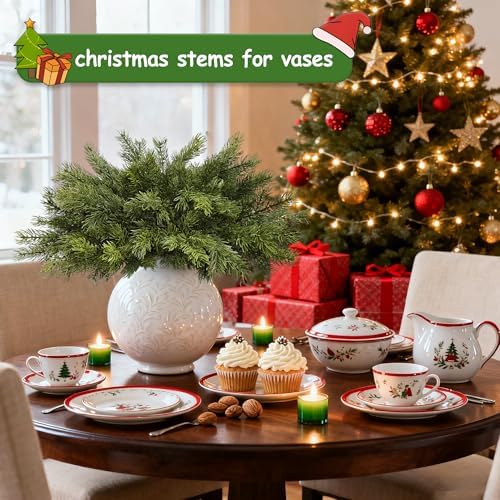 Artgar 24 Pcs Christmas Pine Branches - 18" Realistic Greenery Pine Stems