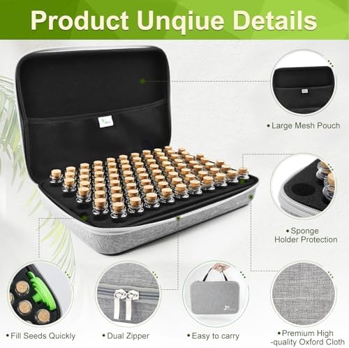 80 Slots Seed Storage Organizer with 40 Seed Envelopes, Sturdy Organizer Storage Box with Label Stickers, Glass Container for Flower Vegetable Garden Seed Saving (Seeds not Included)