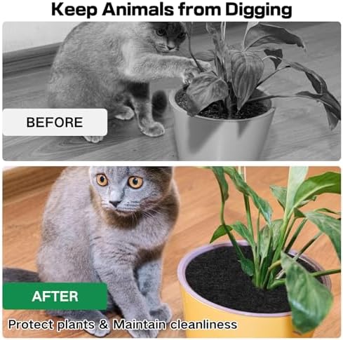 Plant Pot Cover,6 Inch Plant Pot Grid Mat,Cuttable Pot Soil Guard,Cat Proof