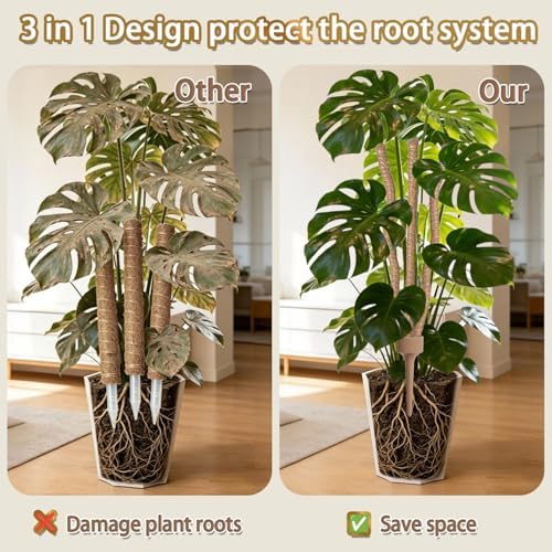 3 Moss Poles in 1, 30IN Tall Bendable Monstera Plant Support -1 Pack