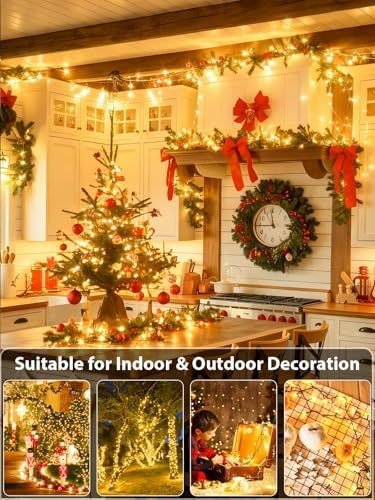2 Pack Extendable 600 LED Christmas String Lights Indoor Outdoor Warm White