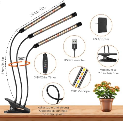 Plant Lights for Indoor Growing, Full Spectrum Clip Grow Lamps