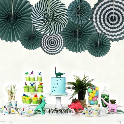 Green Party Decorations Emerald Green Hanging Round Paper Fans