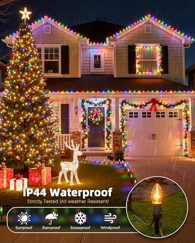 Christmas Pathway Lights Outdoor,51.4 Ft C9 Lights with 40 Multicolor Bulbs