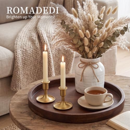 Candlestick Holders Taper Candle Holders, Romadedi Gold Candle Stick Candle Holder for Table Centerpiece, Wedding Reception, Festive Christmas Mantel Decoration or Home Decor, Set of 6