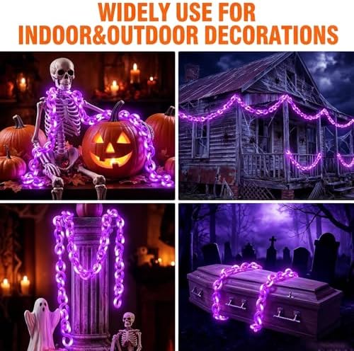 10 ft Halloween Chain Lights, Purple Halloween Lights