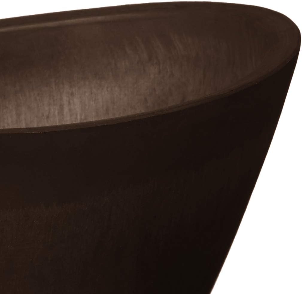 Arcadia Garden Products PSW Pot Collection YB41C Plastic/Stone/Wood Composite Curved Planter Pot – No Drainage Hole