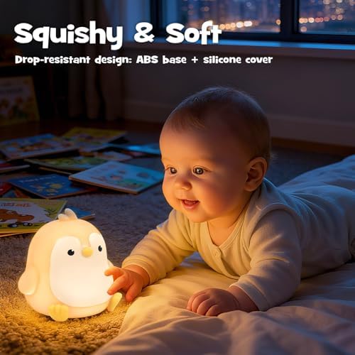 Cute Chubby Penguin Night Light RGB Rechargeable for Nursery Bedroom
