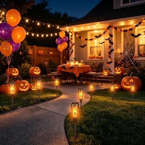 Toodour Solar Halloween Lights Outdoor, 10 Pack Solar Torch Lights